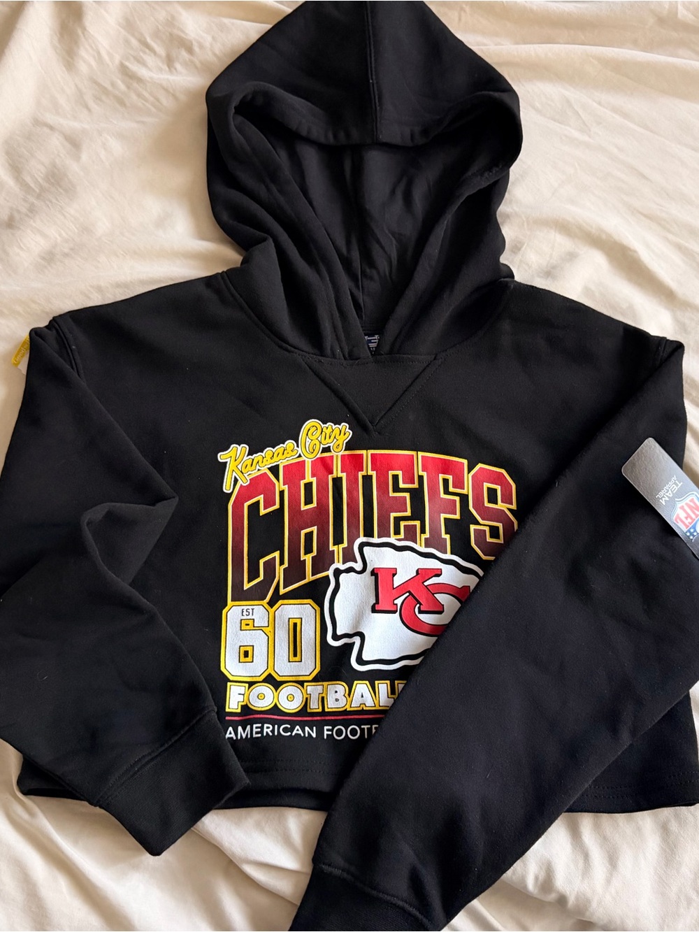 NFL Kansas City Chiefs Black Cropped Hoodie NWT